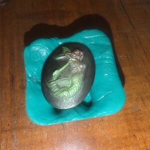 Fantasy Mermaid Cameo Mold, Jewelry Making - Resin / Polymer Clay 30 x 40mm